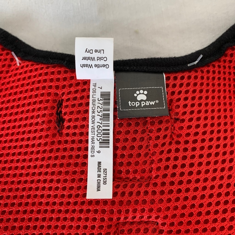 Top Paw Red And Black Plaid Dress Velcro Vest Harness With Bow Size Small (895) - Picture 7 of 9